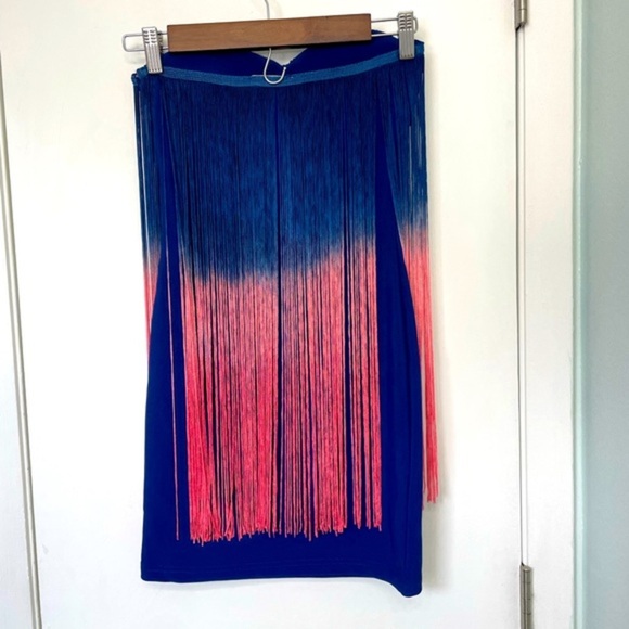 COPY - Royal Blue Mini Dress with Pink Ombré by Rare London US Size 2 xs - Picture 2 of 10